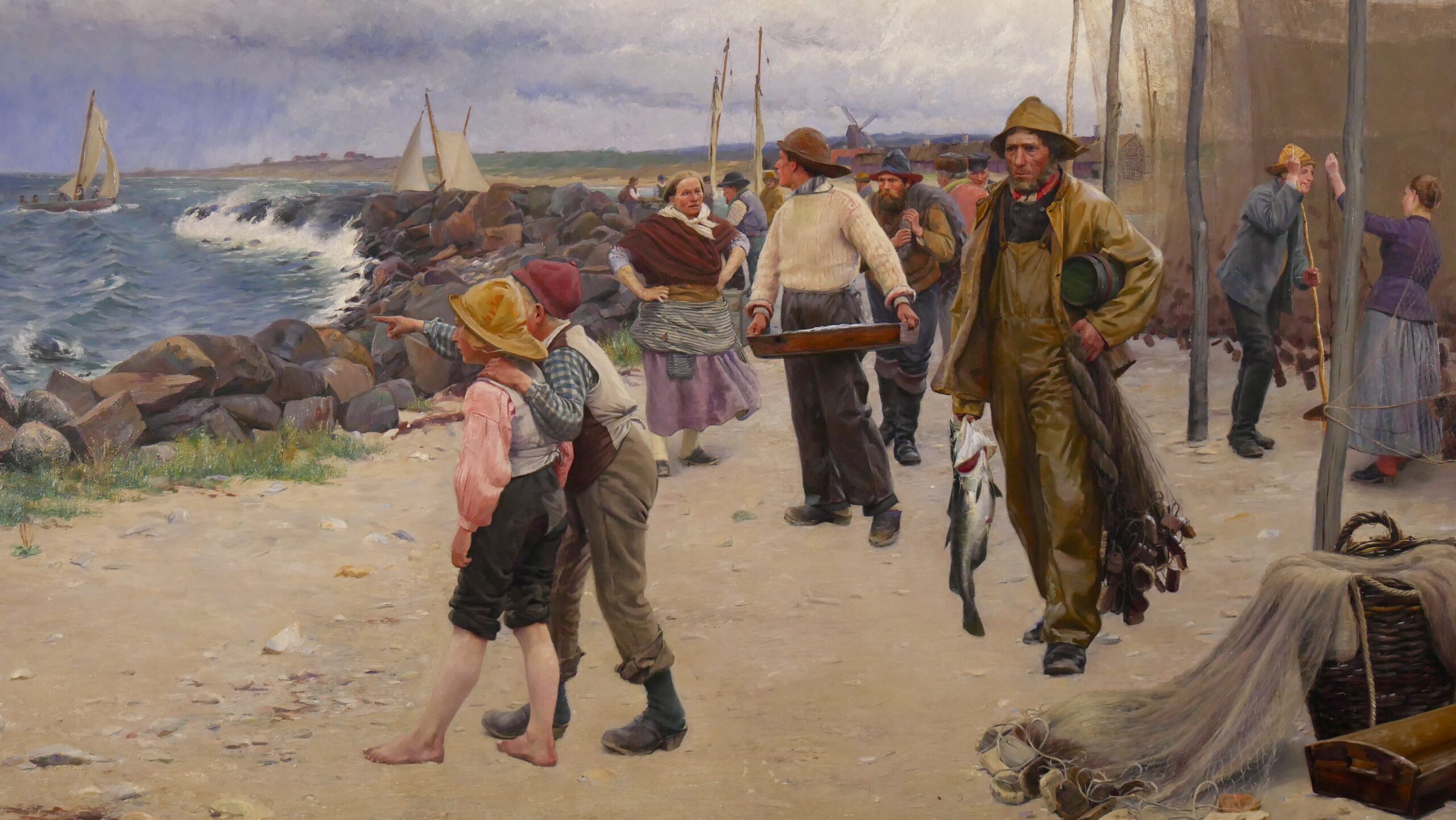 G.T. Wallén.På hamnarmen, Torekov, 1886 - 87, olja på duk, 100, 142 cm